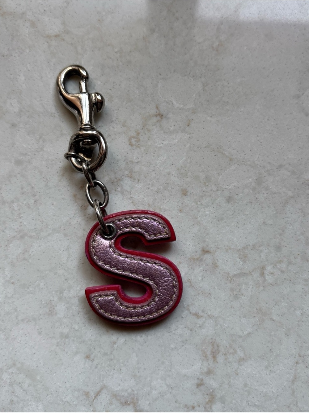 Coach Monogram 'S' Leather Key Charm - Pink